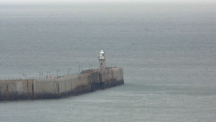 close up on the
                          lighthouse at the end of the pier