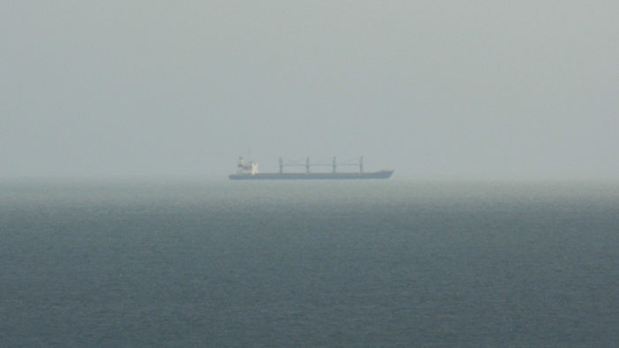 a ship on the murky
                          horizon