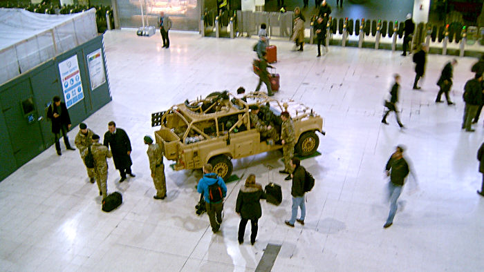 army landrover on
                          concourse of Waterloo station