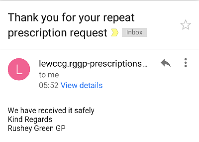 prescription request
                          received
