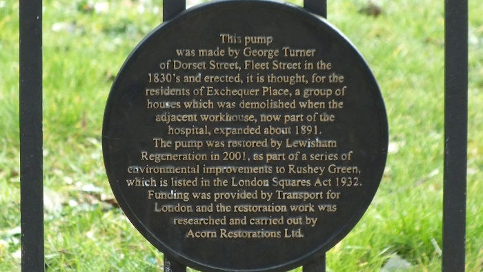 plaque describing preserved water
                              pump
