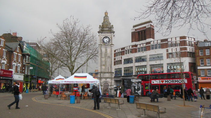south face of Lewisham clock
                              tower