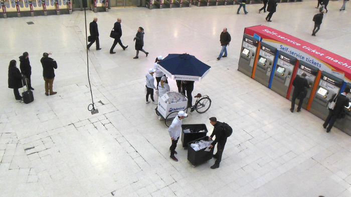 this morning on
                              the concourse of Waterloo station