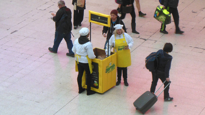 freebies on
                            Waterloo concourse