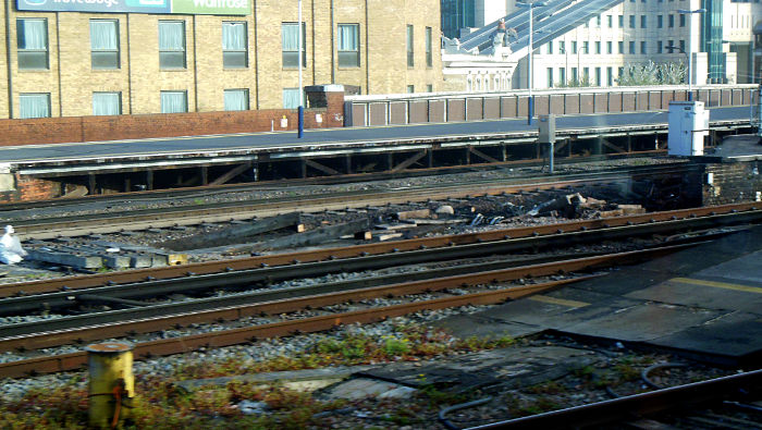 aftermath of the
                          fire at Vauxhall