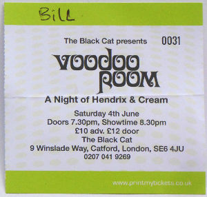 Ticket for Voodoo Room at The Black Cat