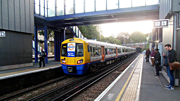 London Overground train at
                  Denmark Hill station