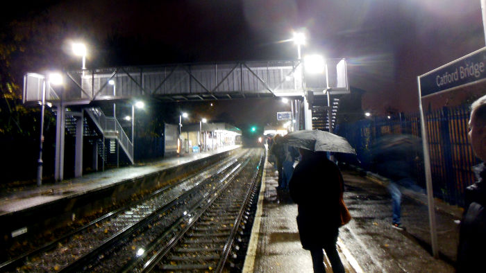 Catford Bridge station -
                  cold, wet, dark and horrible this morning