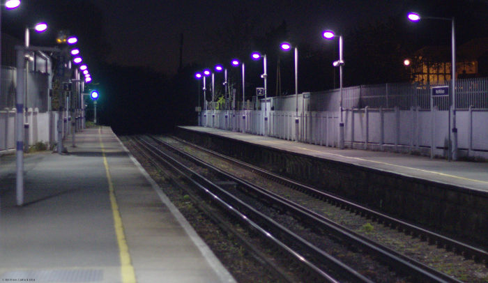 West Wickham
                                station at night