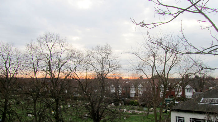 sunrise over
                              Earlsfield cemetary