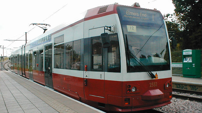 Croydon tram at Mitcham
                  Junction