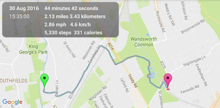 walk 1 - work to Wandsworth
                  Common station