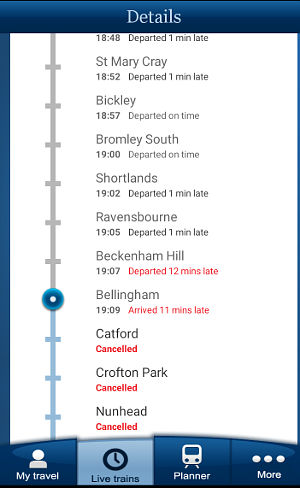 train cancelled on the way back to Catford