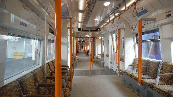 Interior shot of London Overground train