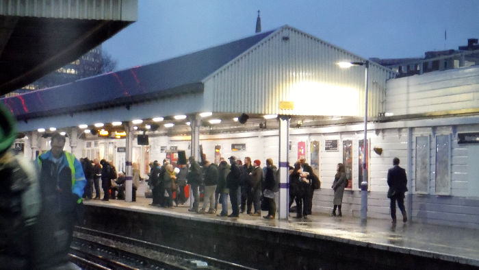 a wet and soggy
                          Waterloo East yesterday