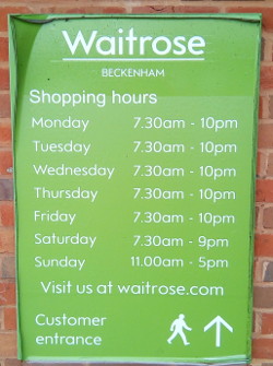 Waitrose Beckenham opening hours