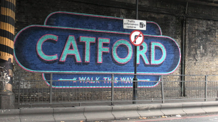Catford - in the style of an old railway
                        sign