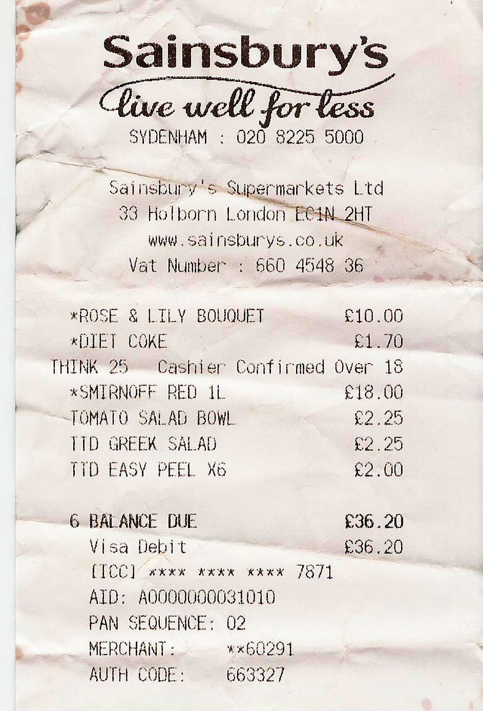 receipt from a year and 12 days ago