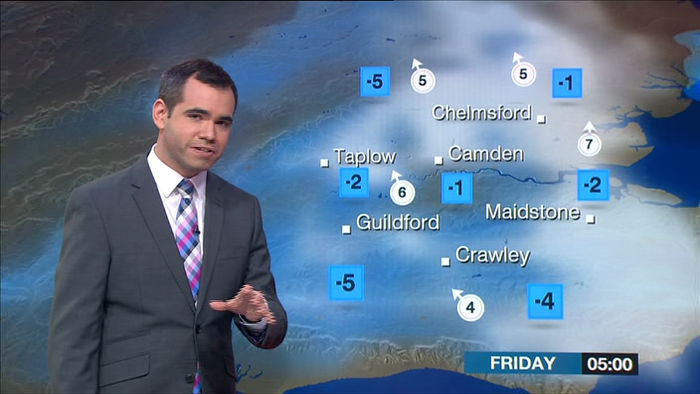 TV screenshot of the
                          weather forecast