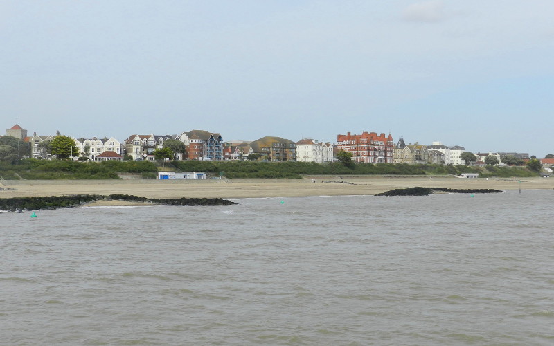 view from the pier of
                        the beach