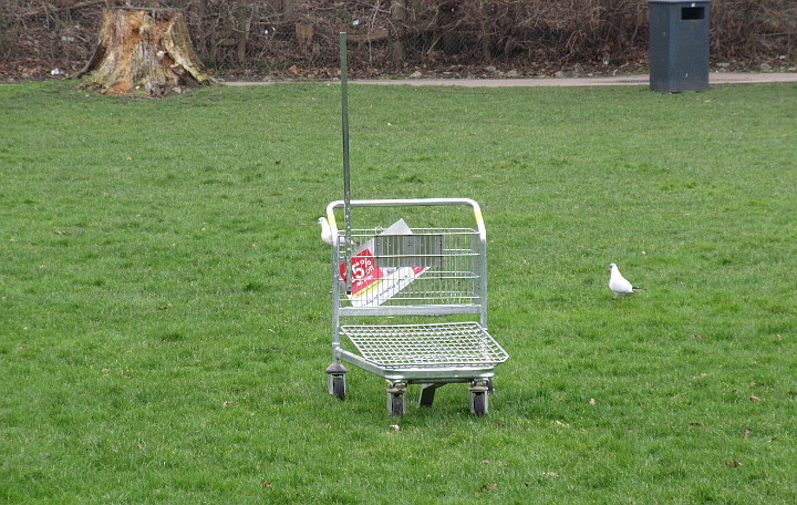 abandoned trolly on
                        the playing field