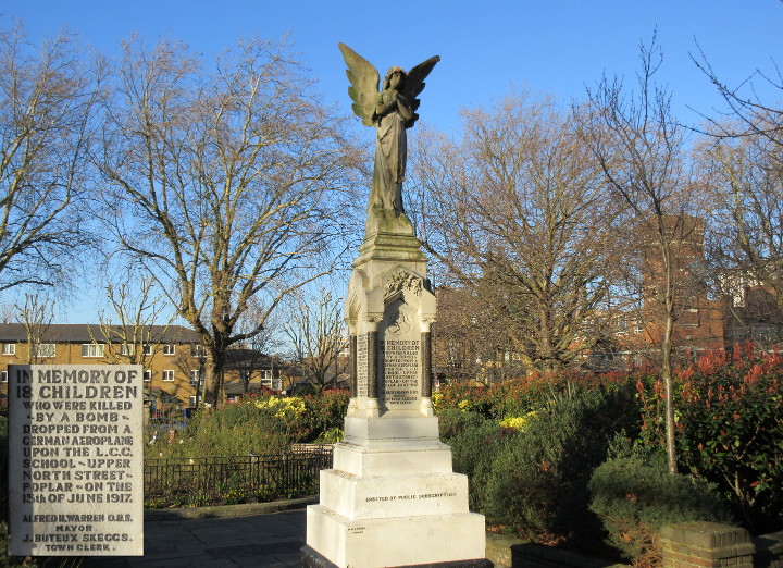 statue of an angel
                            dedicated to some schoolchildren who lost
                            their lives to a German bomber in WW1