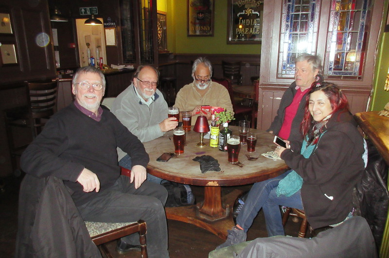 The Thursday evening
                          drinking club minus Andy who arrived late