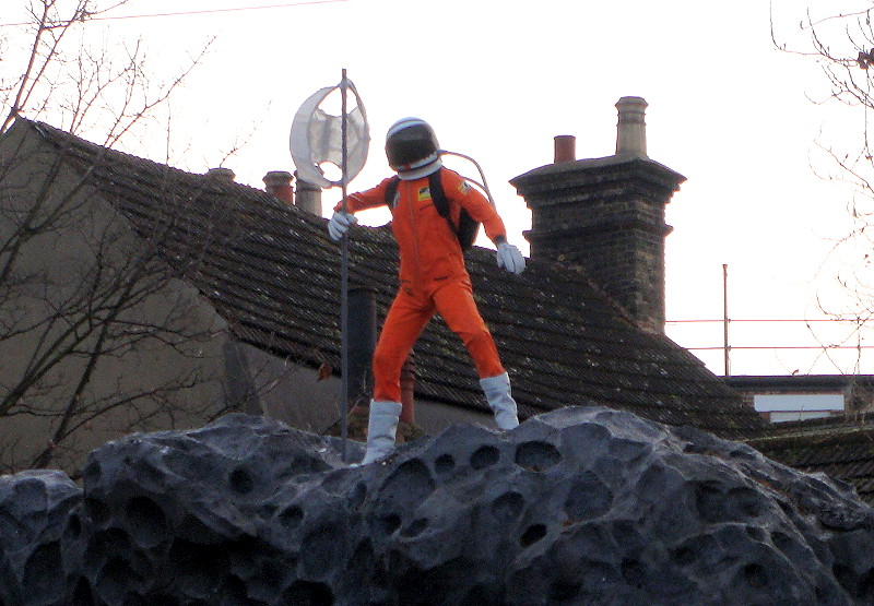 A spaceman waving his
                        underpants