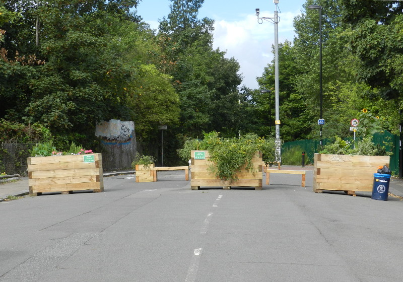 blocking
                              vehicular access to a footbridge