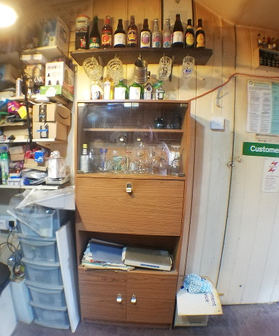fish eye lens view of my resited drinks
                        cabinet