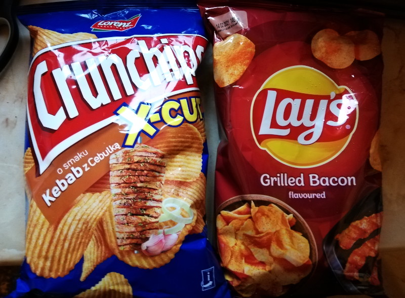 kebab and
                                  bacon flavoured crisps
