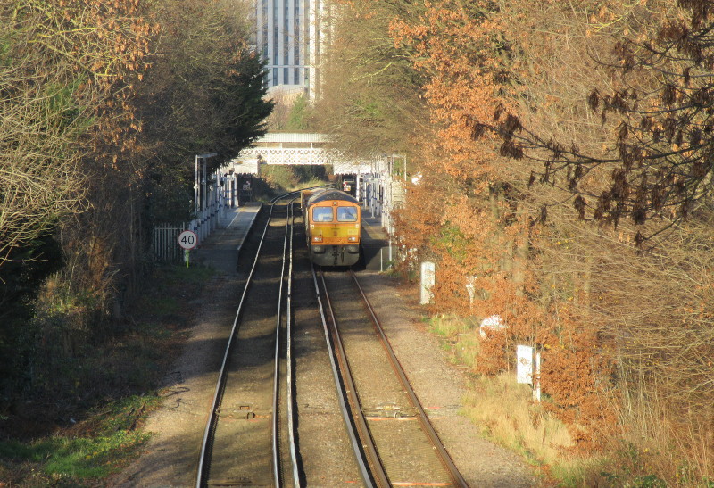 distant view
                                  of loco in Ladywell station
