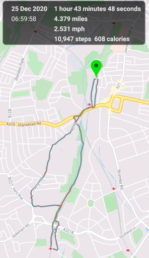 route of my walk