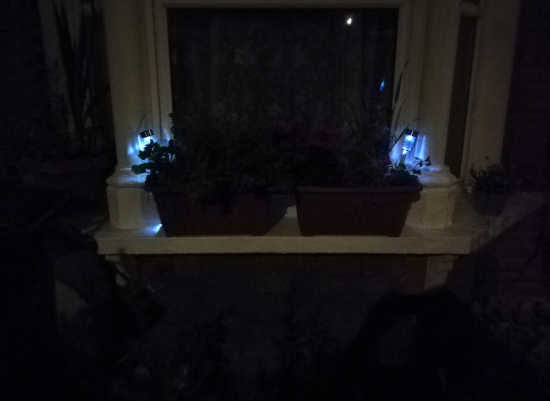 solar powered lights in
                                          window boxes