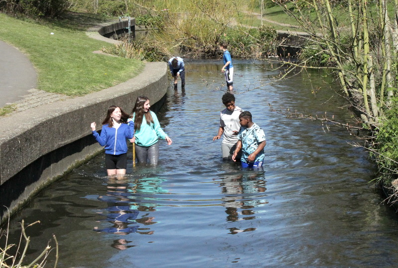 kids in
                                      the river