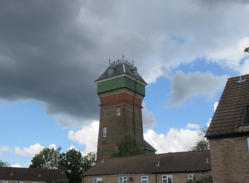 old
                                      water tower and black looking
                                      clouds