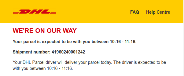 message
                                      from DHL