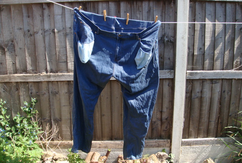 jeans hanging on
                              the line to dry