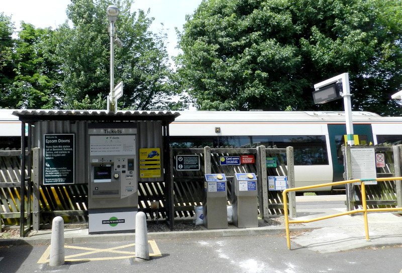 Main entrance to
                              Epsom Downs station