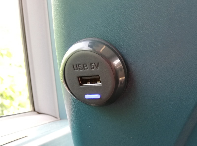 USB charging
                              port on the back of the bus seats