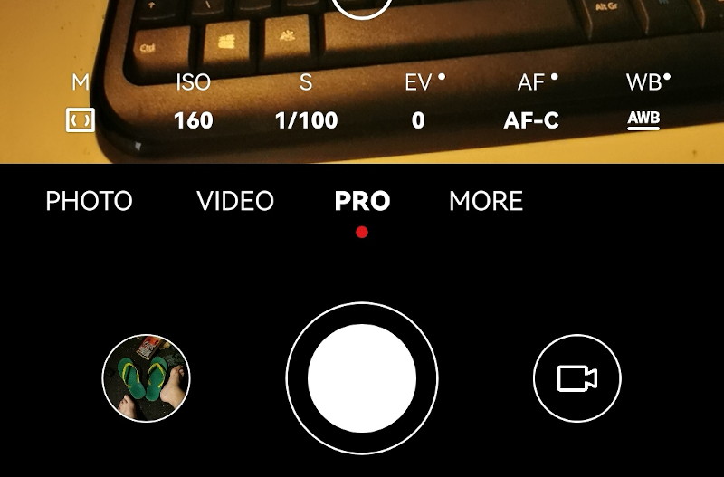 "Pro"
                              controls of phone camera