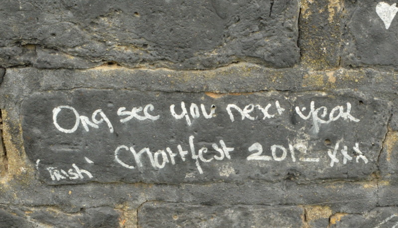 written on a
                                  brick in the Chatterton Arms garden
