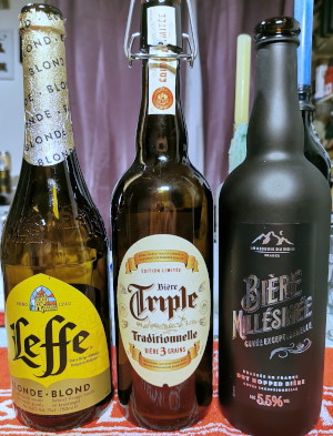 three big bottles of beer
