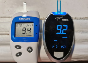 new and old blood glucose
                                meters