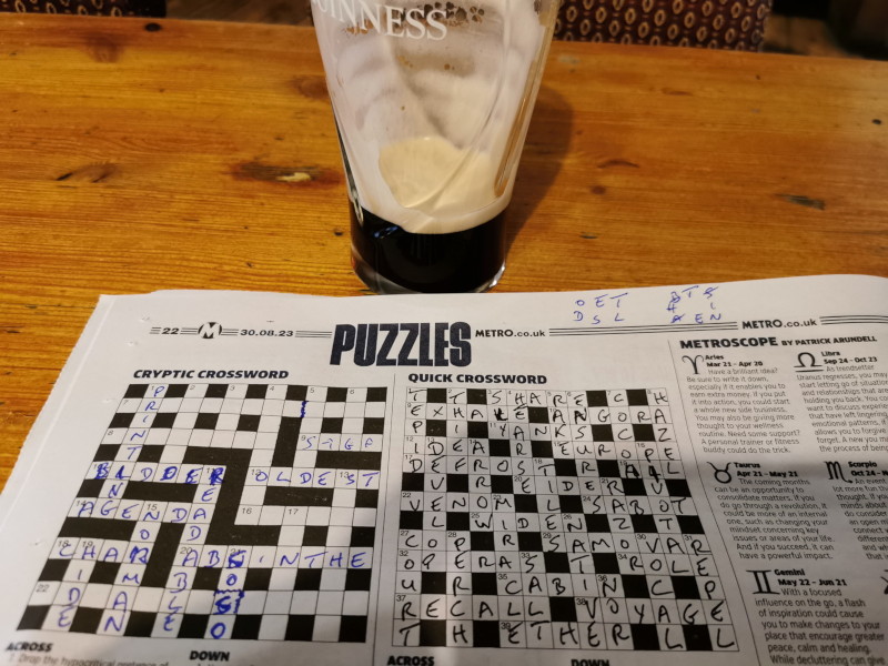crossword
                                  and Guinness