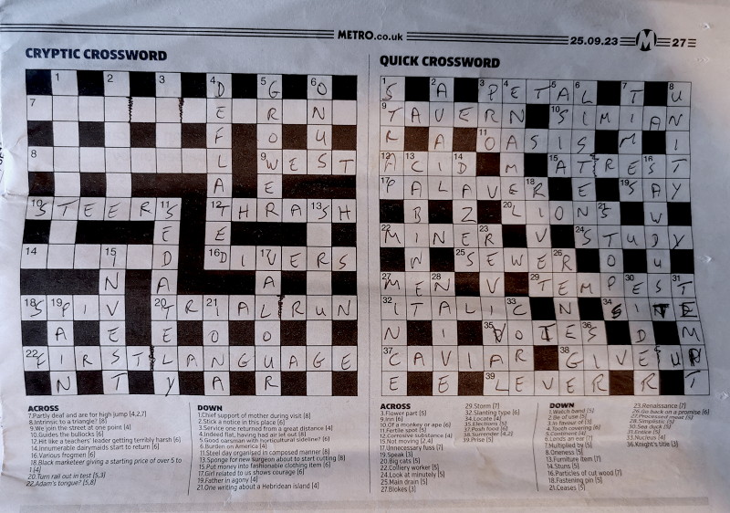 doing the
                                  crossword while waiting