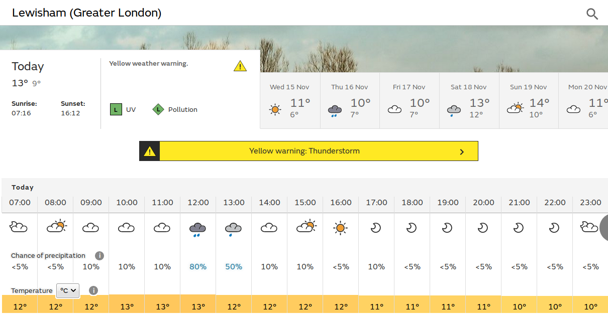 possible
                                    thunderstorm