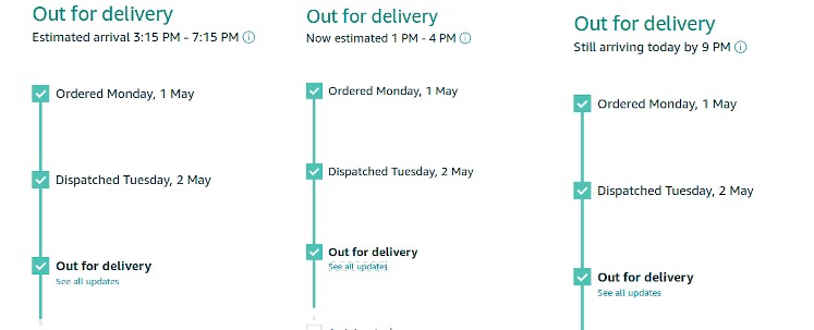 a choice of
                              predicted delivery times