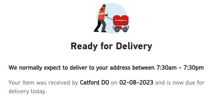 delivery
                                  information from Royal Mail