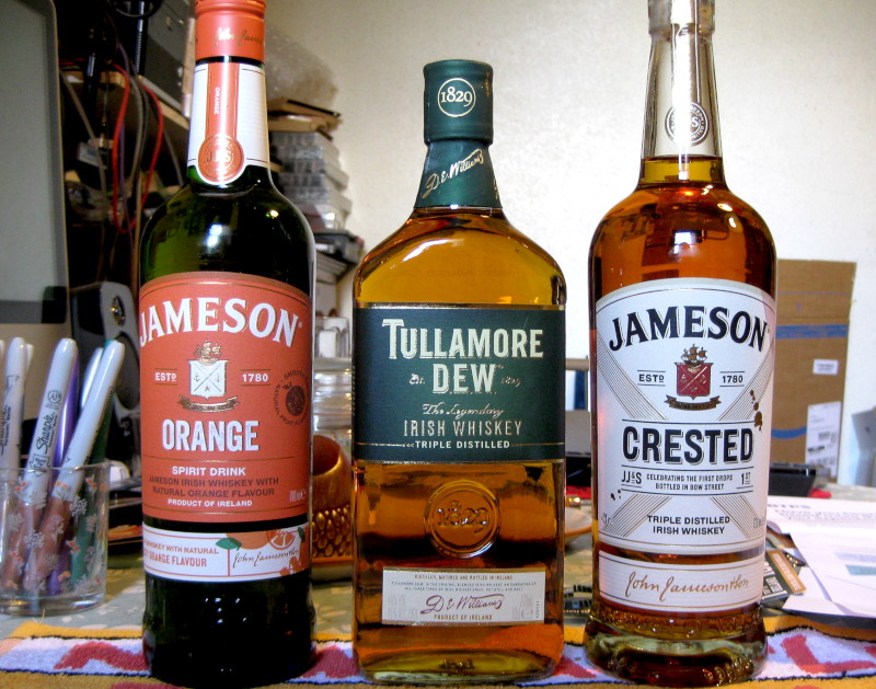 three new bottles of
                                            whiskey